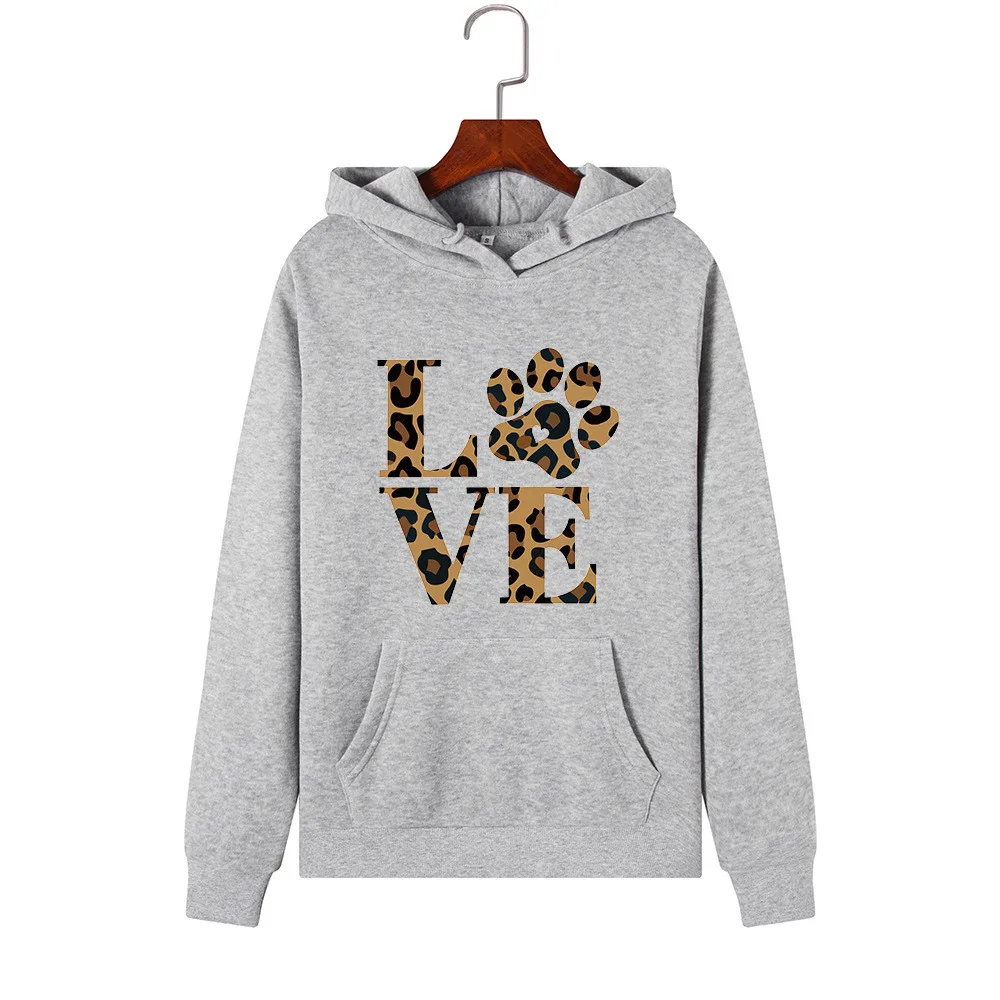 

Winter ladies casual polyester leopard print letter printing long-sleeved Valentine's day plus velvet TOP F04*